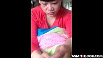 Asian babe gives nice handjob