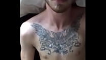 Tattooed twink gets plowed, cums on face