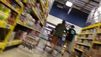 Girl shopping with ass showing in public