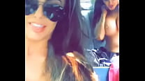 Girlfriends showing their breasts in the car