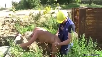fucks the construction worker when the old man is at work