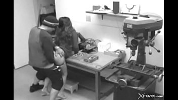 Big-titted brunette wife cheats at work with a freak and caught by security cam (hard, big cock, moa