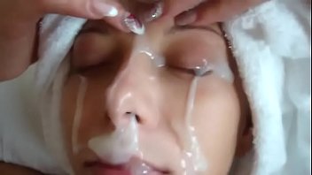 Ex girlfriend filmed with thick cum on her face