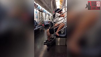 Couple fucking on subway train (HD)