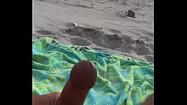 Throbing cock masterbate at a public beach!