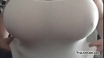 Babe flashing giant tits at TryLiveCam.com