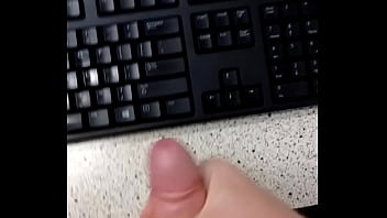 Cumming in the library behind girl.
