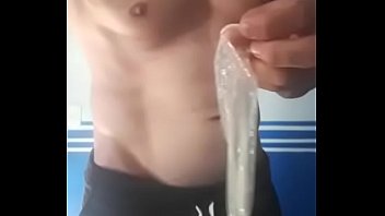 Cured using dildo condom and fucking with his roll until he comes