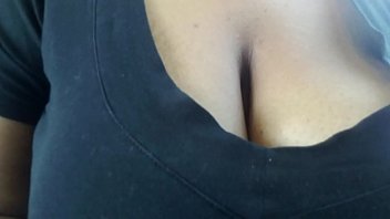 Taking my big tits out on the bus