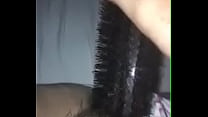 Nasty slut brushes and fucks her hairy cunt