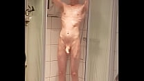 Skinny guy showers naked on cam