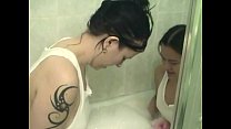 couple teen girls taking a bath