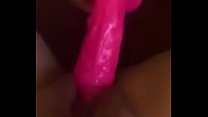 Slut Wife's pussy squirting on a big dildo part 1