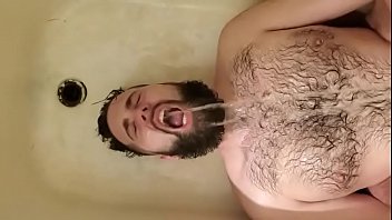 Hairy human urinal slut