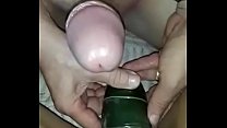 Breaking into my little bitch's pussy with a giant cucumber!