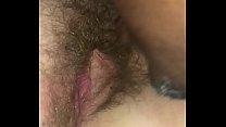 Hairy pussy tasting close up