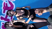 Grupo de mulheres coreanas, performance de simpatia de seda preta, conta pública de dança quente super sexy [miau sujo]