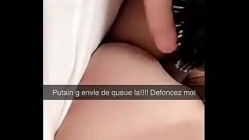 Petite French slut playing with her ass