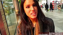 German amateur latina teen public pick up in shoppingcenter and POV fuck with huge cum loads