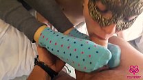 Foot-sock fetish with two girls