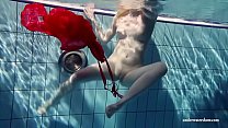 Russian teenie Lucie goes underwater swimming