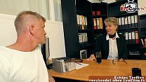 german mature female secretary seduces young man to have sex in the office