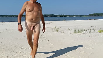 Naked at a non nude beach