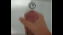 Hot young boy jerking off and cumming in the sink after exams self made