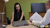 VIP4K. Adorable Russian girl rides a loan officer's cock in her office