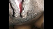 Black Slim shows pussy lips and squirt's
