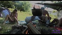 Camping turns into an orgy with big cocks for y. and mature women