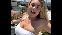 Big Tit Teen Almost Caught in Risky Rooftop Public Masturbation