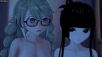 Vídeos eróticos em 3D da irmã mais velha de Enma e da filha do homem
