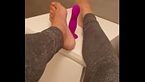 Footjob on a sextoy by a French girl from the south