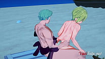 One Piece Yaoi Hentai 3D - Зоро Роноа x Санджи трахаются на пляже - Yaoi 3D