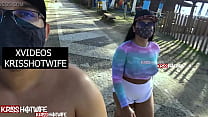 Kriss Hotwife With Transparent Top Without Bra Taking A Morning Walk On The Beach