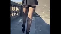 Lady Oups in public micro skirt