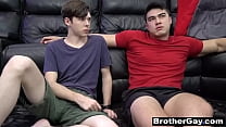 Stepbrother teaches him how to jerk off