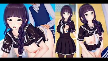 [Eroge Koikatsu ! ] Vidéo hentai 3DCG où la frange droite frange jk "Futaba" se frotte les seins