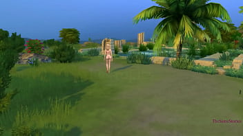Sims 4 Loira inocente fodida por um estranho em uma ilha à beira da piscina, minha voz real