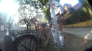 Upskirt bike ride, do you want to look up my skirt?