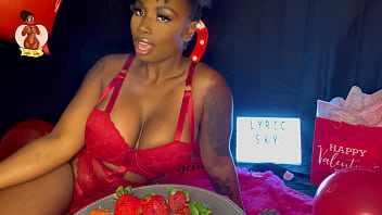 Strawberry Mukbang Ebony Seduction