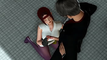 Yuri il re dei combattenti kof cosplay game girl fa sesso con un uomo in un video hentai 3d erotico