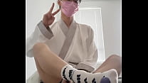 アジアの韓服弱虫フェムボーイイケメン白い靴下の肛門と巨大なザーメン