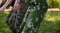 Sexy Russian Soldier Kiara Gold Slammed Airtight in Barracks Foursome GP1993