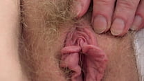 Mature pussy and clitoris close up. Chubby milf masturbates her hairy cunt. Home fetish. ASMR.