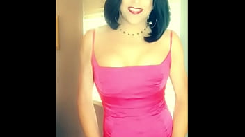 Sexy tranny in hot pink dress