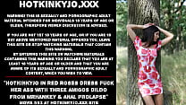 Hotkinkyjo in red roses dress fuck her ass with three amigos dildo from mrhankey & anal prolapse