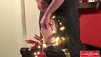 Submissive inanimate Christmas tree slut gets flocked with cum.