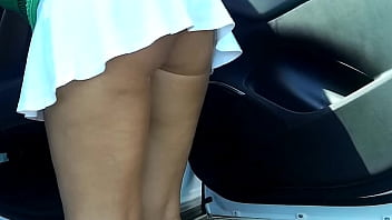 Trina walking the streets and flashing in upskirt outfits